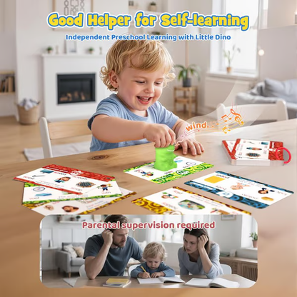 🦖 Dinosaur Talking Flash Cards – Montessori Phonics & Sight Words Educational Learning Set (148 Cards, 5 Categories)