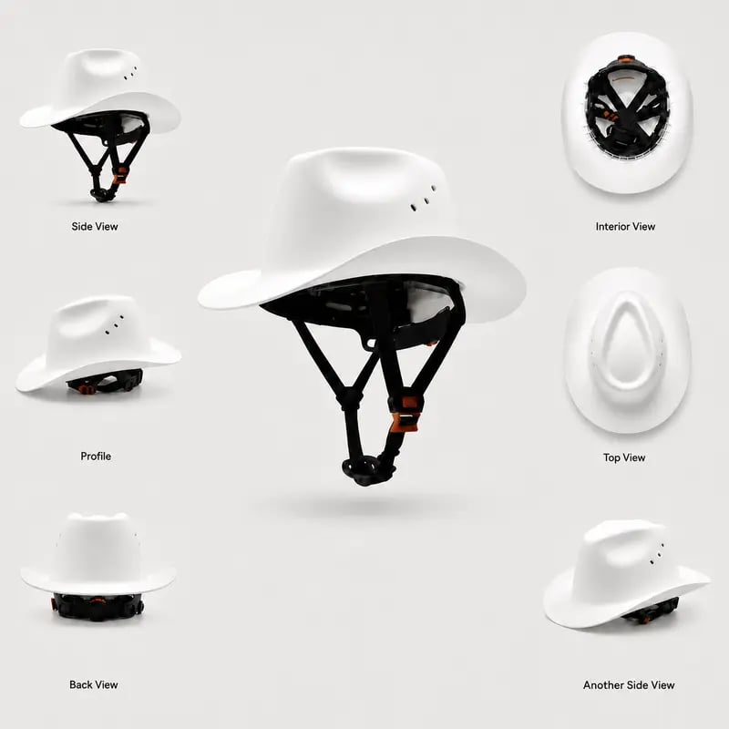 Western Cowboy Hard Hat, Vented Wide Brim Safety Helmet for Construction & Ranch Workers
