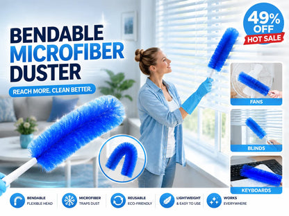 Bendable Microfiber Head,Reusable Dust Remover