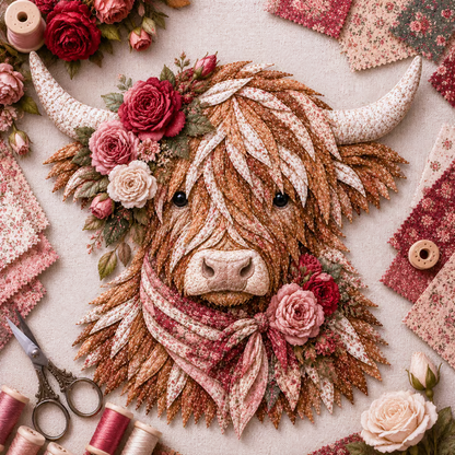 🔥 LAST DAY · 49% OFF Highland Cow 3D Fabric Art DIY Kit Pre-cut pieces—glue or stitch your own cozy birth-flower décor.