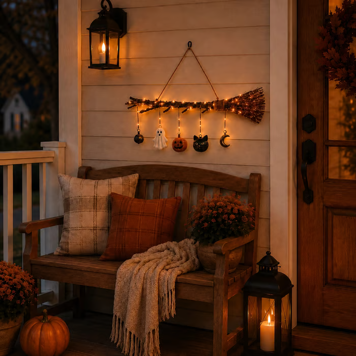 🔥Last Day 49% OFF -Lighted Fall Broom Wall Hanging🍂