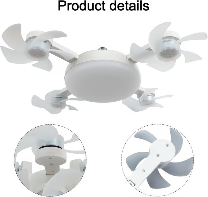 💡 Foldable E27 Fan Light – 2-in-1 LED Chandelier with Remote Control