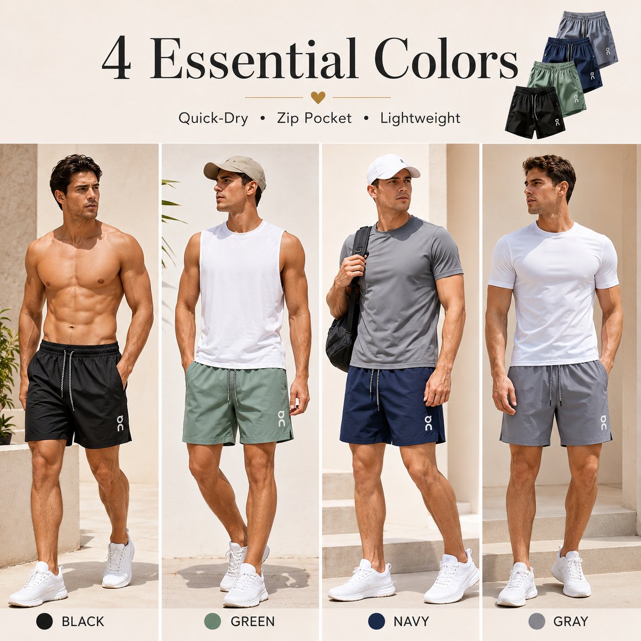 🔥 Last Day 49% OFF –❄️ Ice Silk Quick-Dry Athletic Gym Shorts 4-Piece Pack – Unrestricted Breathable Comfort