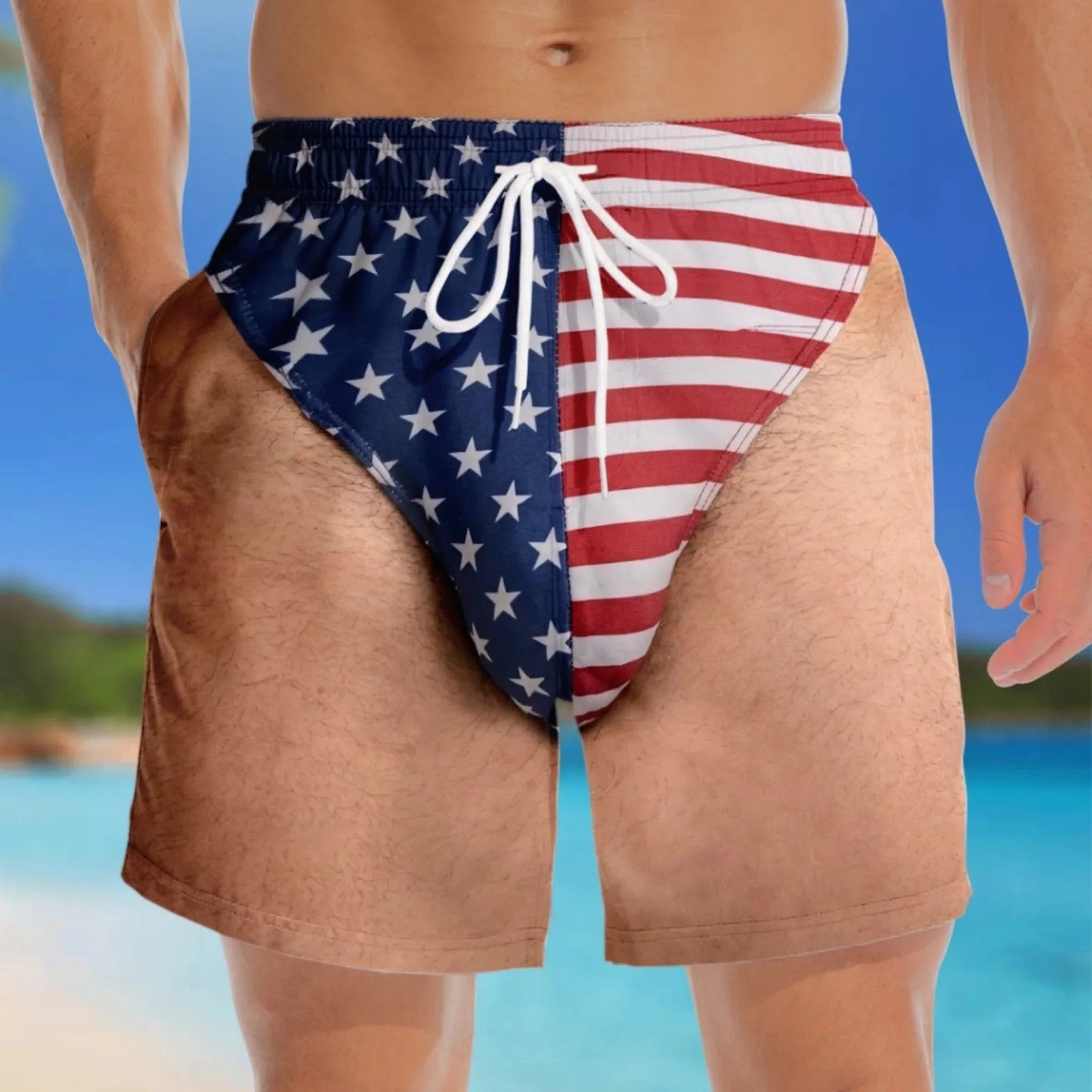 US Funny Patriotic Men’s Swim Trunks – Freedom & Chill Summer Beach Shorts 🏖️😎
