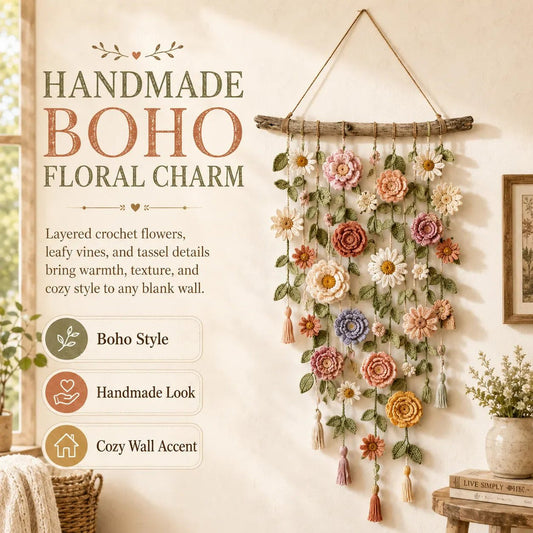 🔥 Last Day 49% OFF –Boho Crochet Flower WallHanging Decor