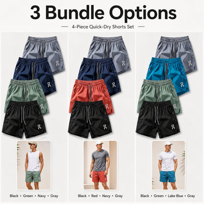 🔥 Last Day 49% OFF –❄️ Ice Silk Quick-Dry Athletic Gym Shorts 4-Piece Pack – Unrestricted Breathable Comfort