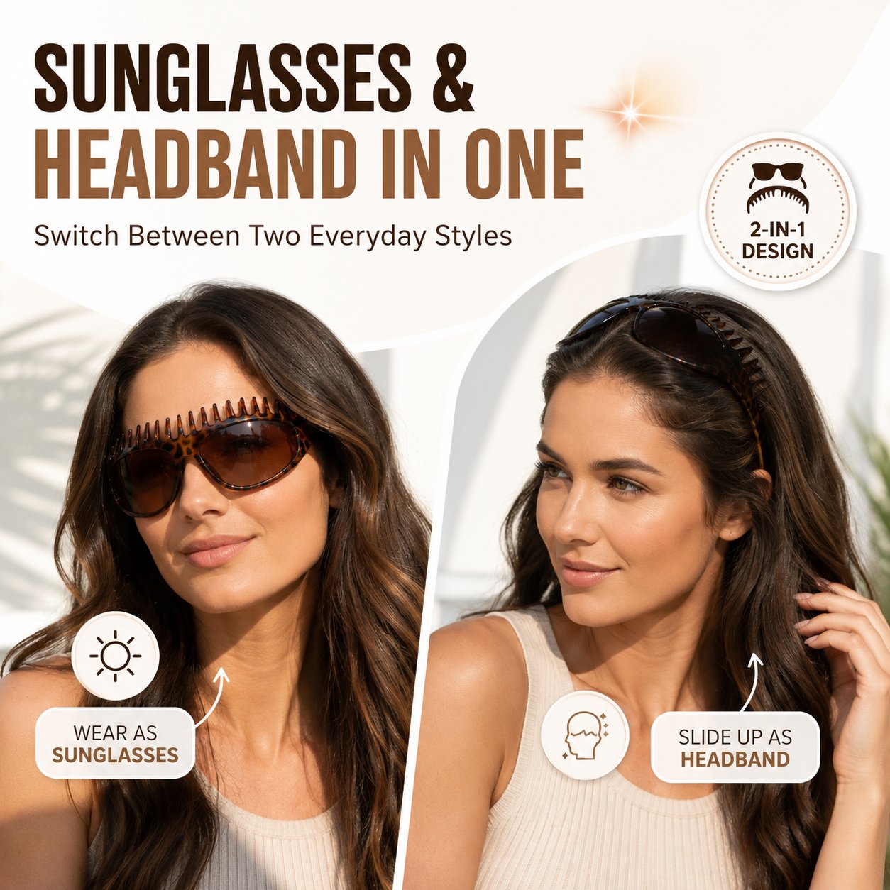 🔥2-in-1 Tortoiseshell Shield Sunglasses & Hair Headband