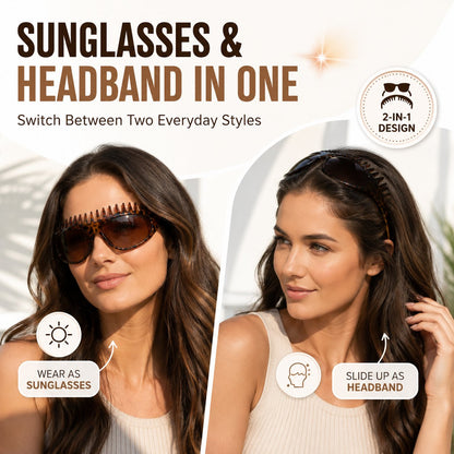 🔥2-in-1 Tortoiseshell Shield Sunglasses & Hair Headband