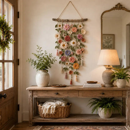 🔥 Last Day 49% OFF –Boho Crochet Flower WallHanging Decor