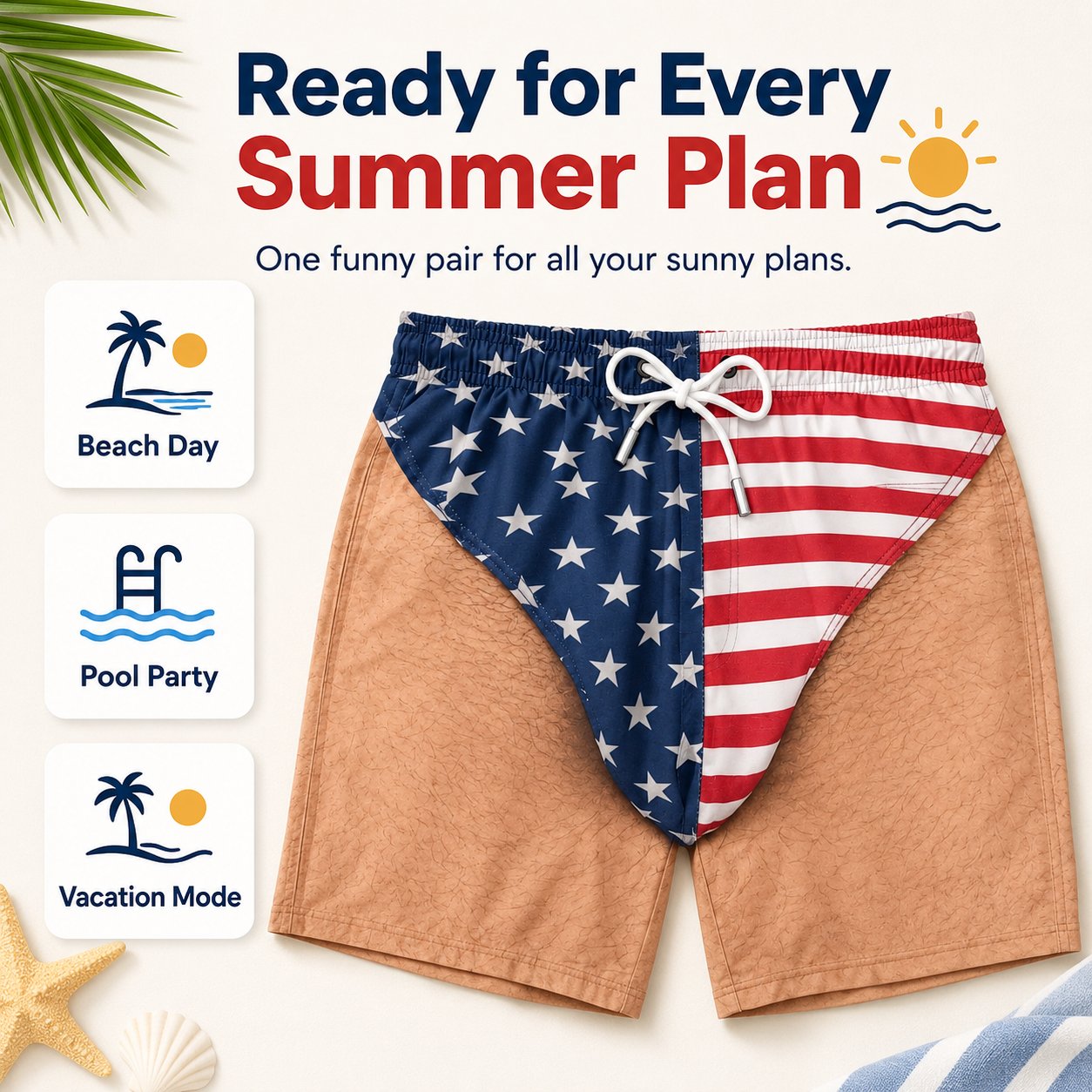 US Funny Patriotic Men’s Swim Trunks – Freedom & Chill Summer Beach Shorts 🏖️😎
