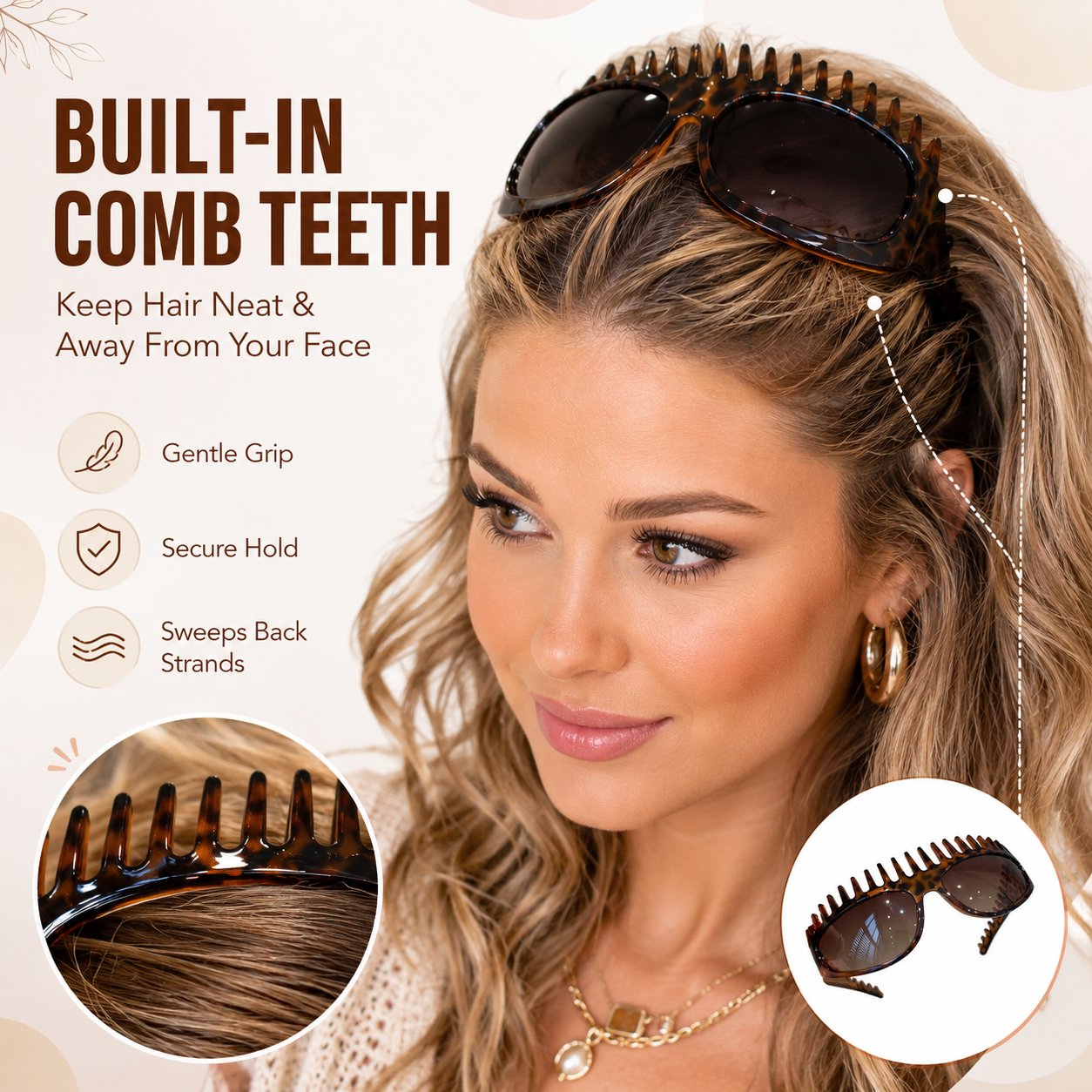 🔥2-in-1 Tortoiseshell Shield Sunglasses & Hair Headband