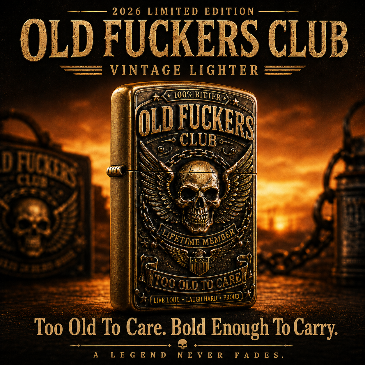 🔥 Today Only: FREE Collector Coin🔥 | 💀 Old Fuckers Club 2026 Ultimate Skull Gift Set — Cap + Bracelet + Vintage Lighter + Mug（5PS）