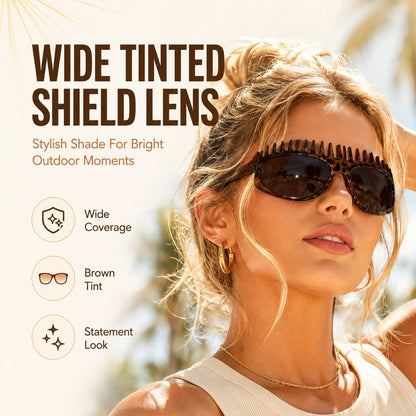🔥2-in-1 Tortoiseshell Shield Sunglasses & Hair Headband