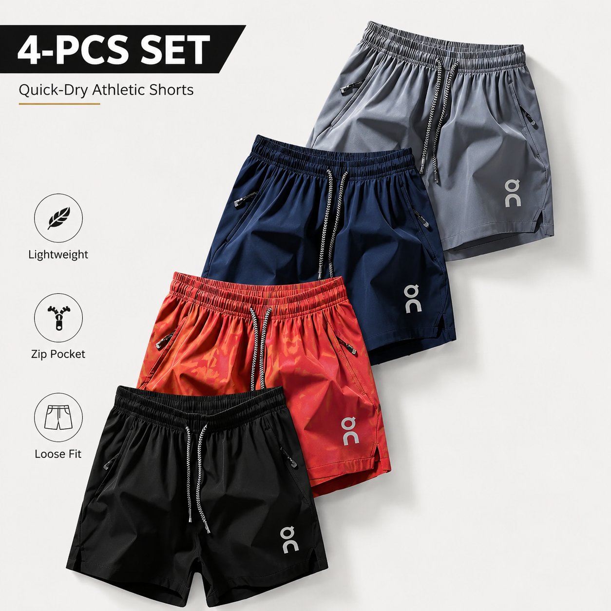 🔥 Last Day 49% OFF –❄️ Ice Silk Quick-Dry Athletic Gym Shorts 4-Piece Pack – Unrestricted Breathable Comfort