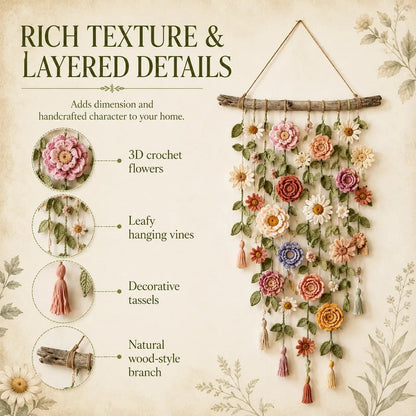 🔥 Last Day 49% OFF –Boho Crochet Flower WallHanging Decor