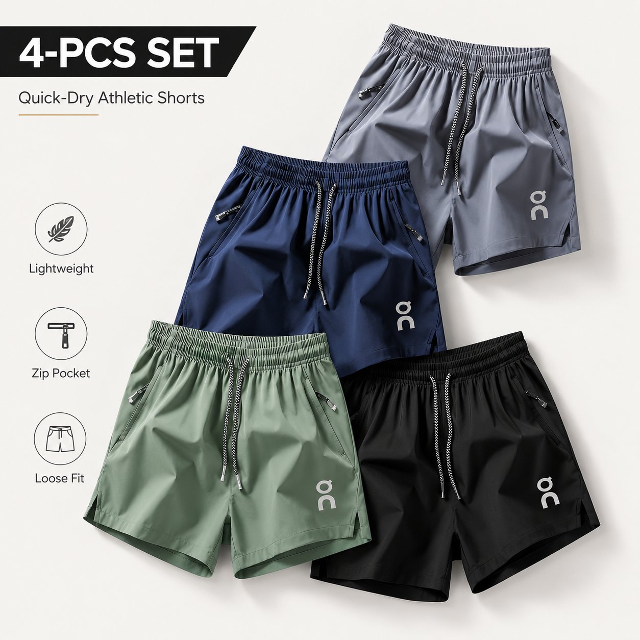 🔥 Last Day 49% OFF –❄️ Ice Silk Quick-Dry Athletic Gym Shorts 4-Piece Pack – Unrestricted Breathable Comfort
