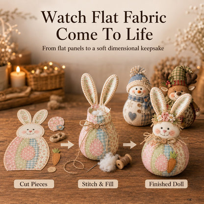 🔥Last Day 49% OFF - 🎄🎅Patchwork Fabric Doll DIY Kit | ✨Create a Cozy Handmade Character for Every Season!
