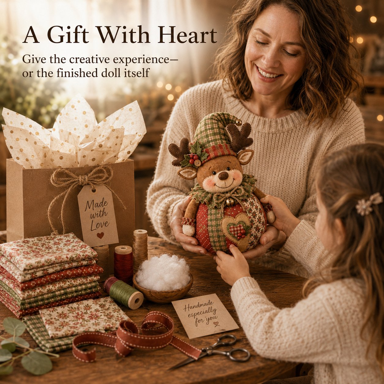 🔥Last Day 49% OFF - 🎄🎅Patchwork Fabric Doll DIY Kit | ✨Create a Cozy Handmade Character for Every Season!