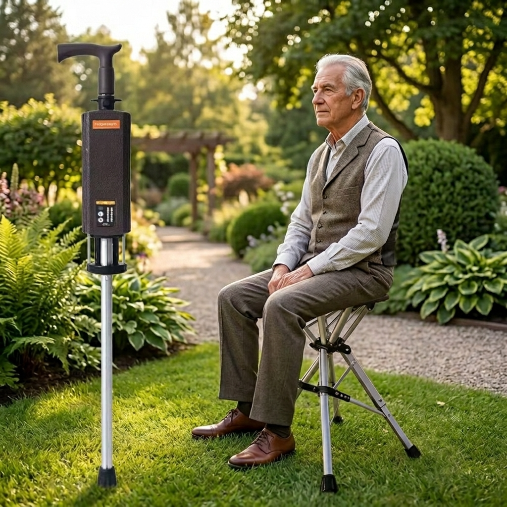 Elderly Foldable Walking Chair Stick - Image 3