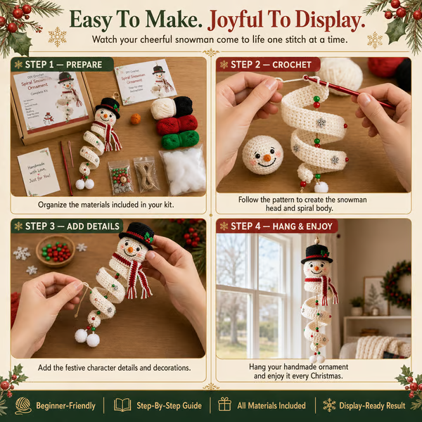 ☃️ DIY Crochet Snowman Kit 🧶🎄 | Last Day: 49% OFF! 🔥