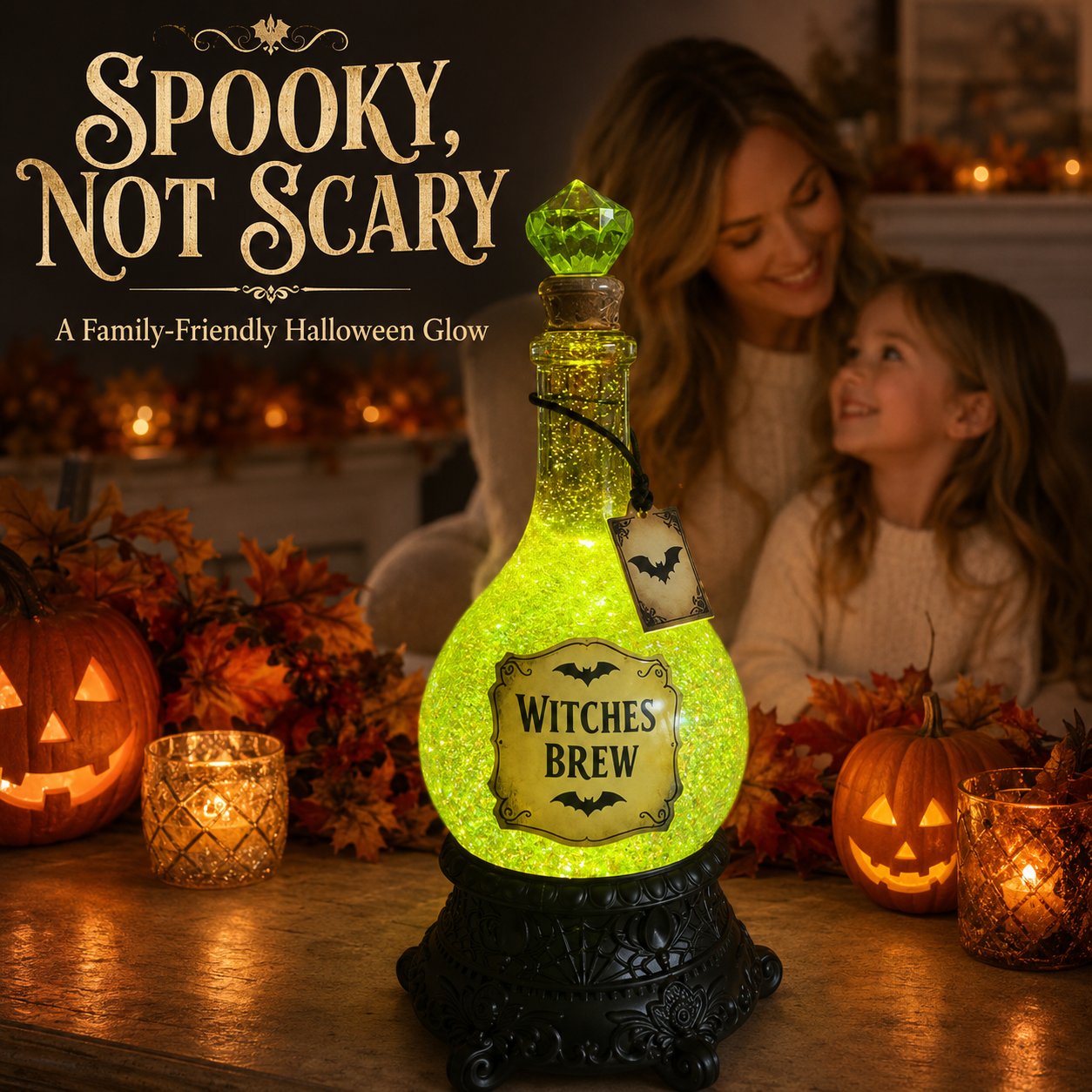 Lighted Witches’ Brew Poison Bottle Glitter Globe
