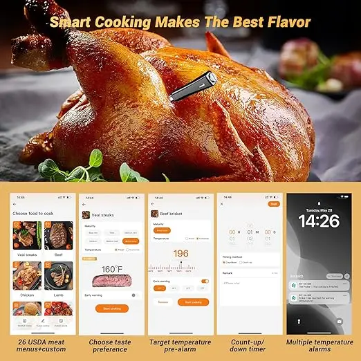 🔥 Restocked! Smart Wireless Meat Thermometer | WiFi & Bluetooth BBQ Cooking Gadget 🌡️
