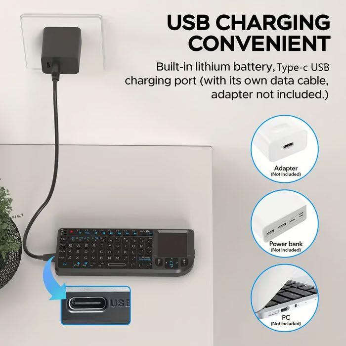 💥 Last Day 49% OFF -Mini Wireless Keyboard, 2.4G Rechargeable Backlight Keyboard with Touchpad