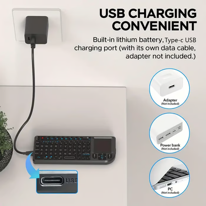 💥 Last Day 49% OFF -Mini Wireless Keyboard, 2.4G Rechargeable Backlight Keyboard with Touchpad