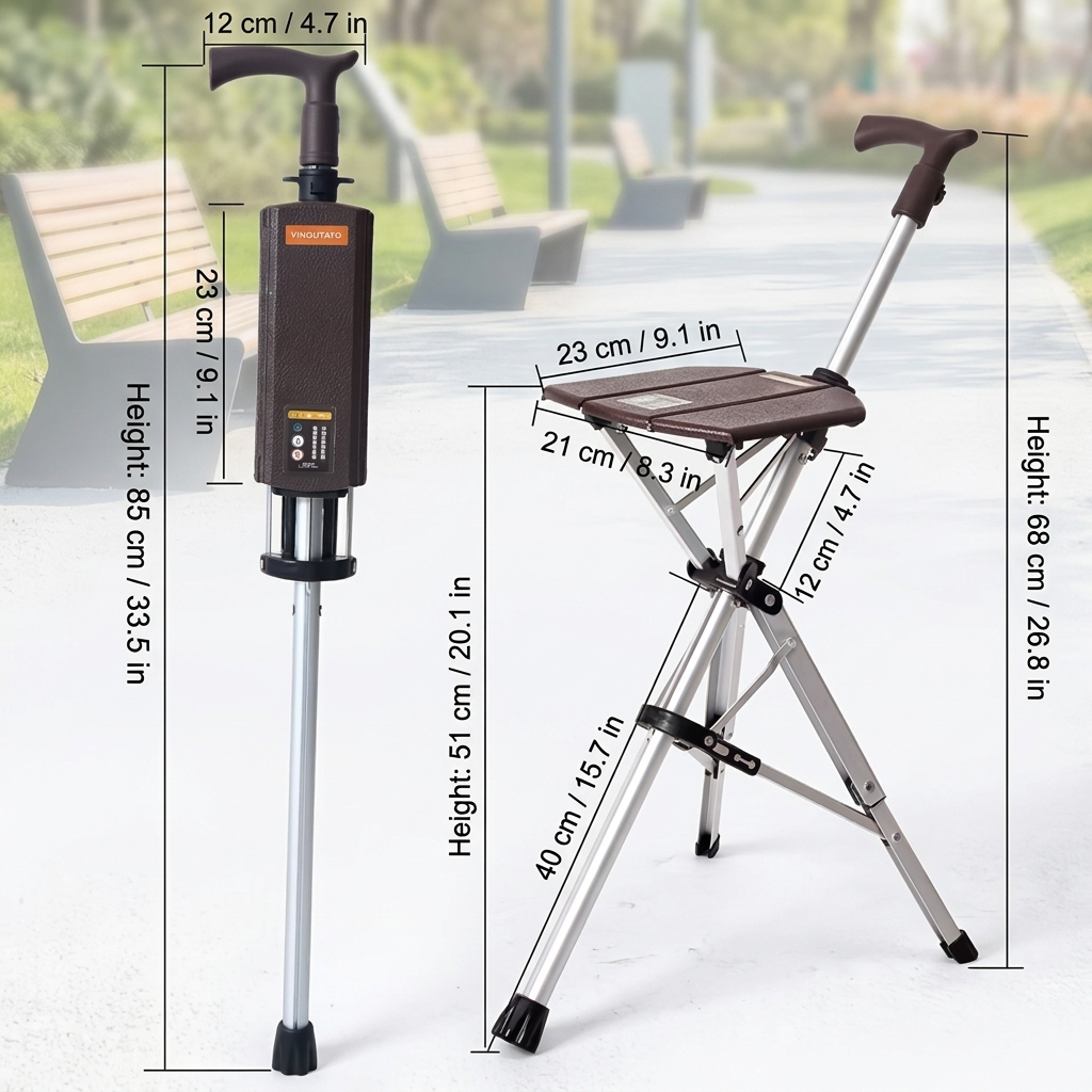Elderly Foldable Walking Chair Stick - Image 6