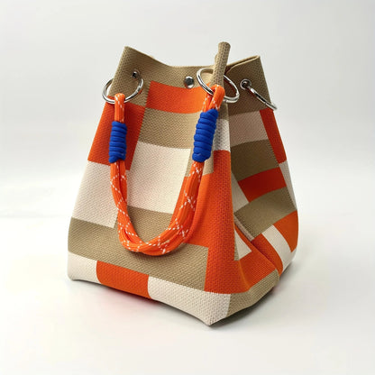 👜Boho Woven Polyester Bucket Bag
