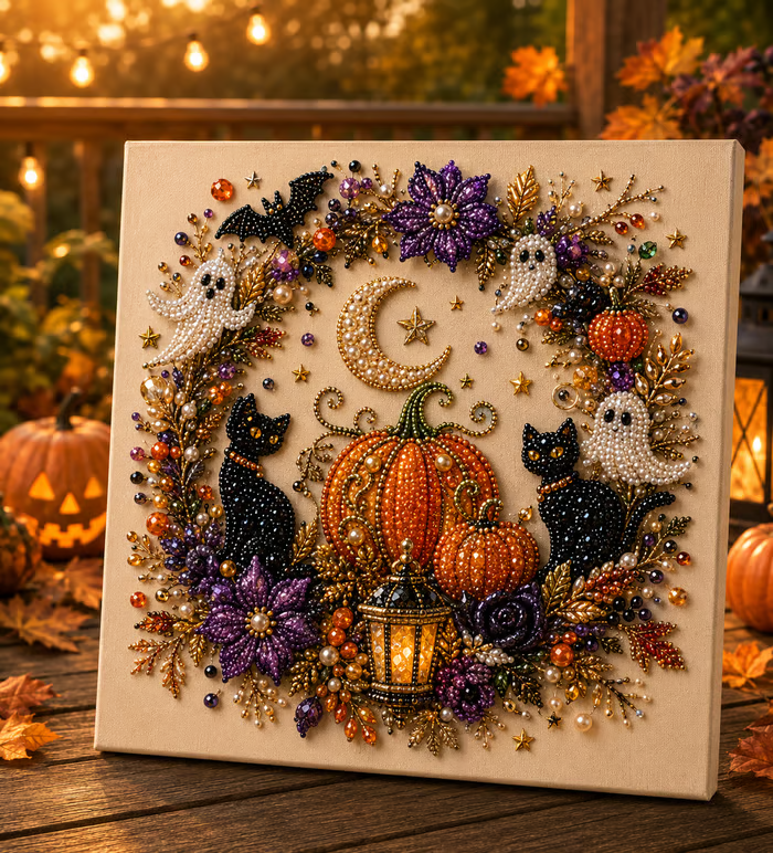 Halloween pearl art decoration display