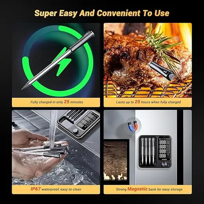 🔥 Restocked! Smart Wireless Meat Thermometer | WiFi & Bluetooth BBQ Cooking Gadget 🌡️