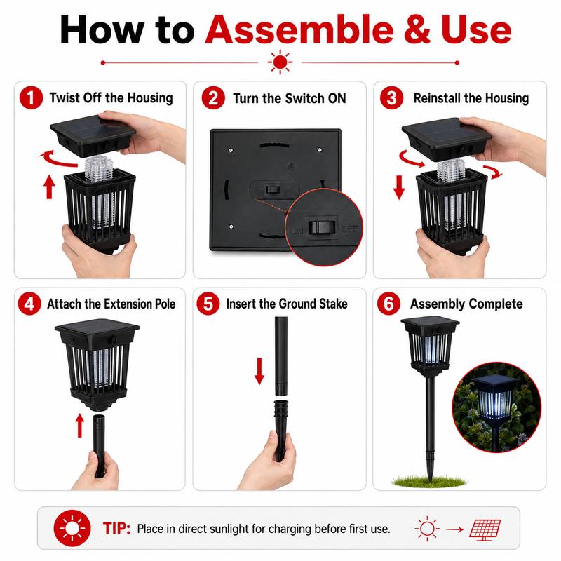 Solar Mosquito Zapper Light – Outdoor Garden Stake Lamp, UV Insect Killer