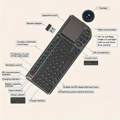 💥 Last Day 49% OFF -Mini Wireless Keyboard, 2.4G Rechargeable Backlight Keyboard with Touchpad