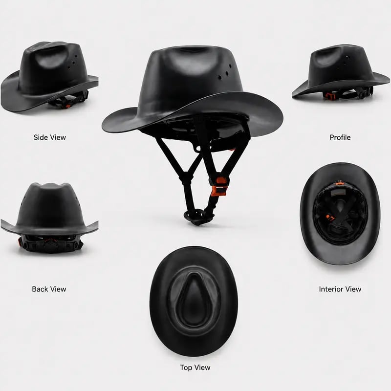 Western Cowboy Hard Hat, Vented Wide Brim Safety Helmet for Construction & Ranch Workers
