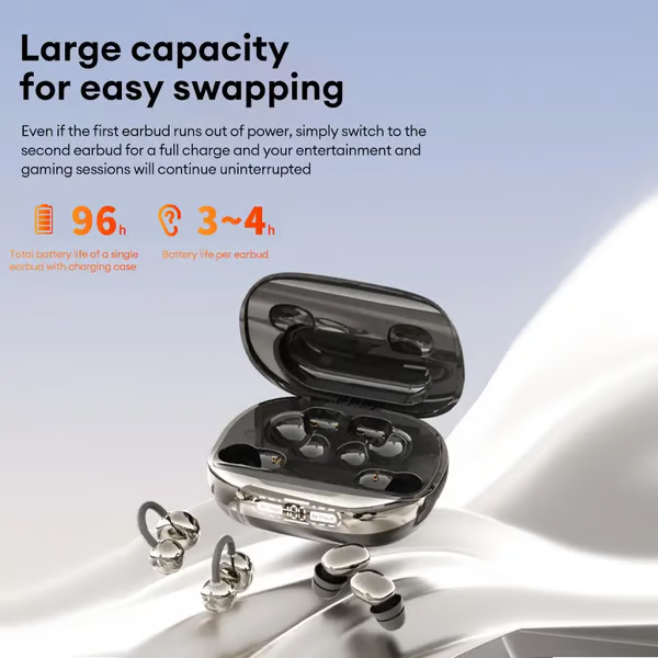 🔥 LAST DAY: 51% OFF 🎧 3-in-1 Wireless Earbuds with Power Bank Charging Case | 4 Clip-On & Sleep Earbuds, Noise Cancelling & IPX5 Water Resistant