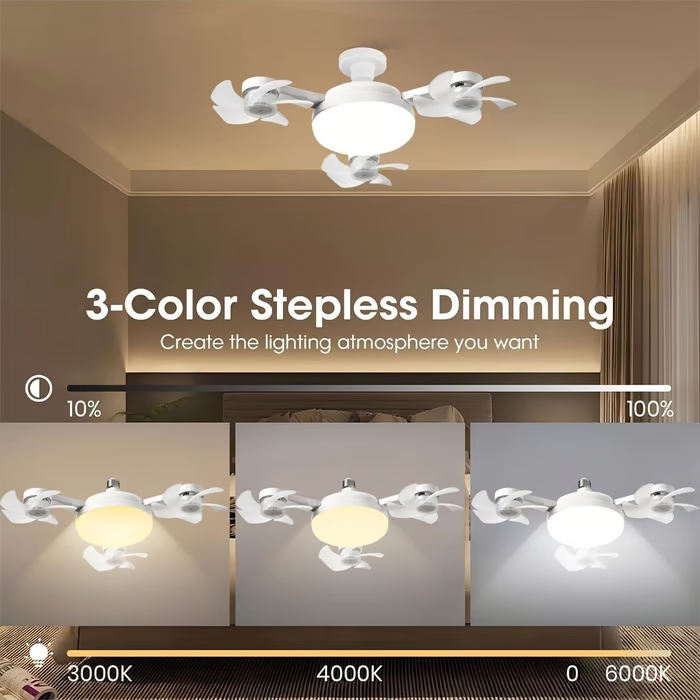 💡 Foldable E27 Fan Light – 2-in-1 LED Chandelier with Remote Control