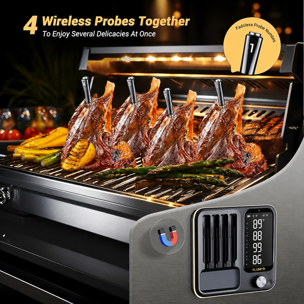🔥 Restocked! Smart Wireless Meat Thermometer | WiFi & Bluetooth BBQ Cooking Gadget 🌡️