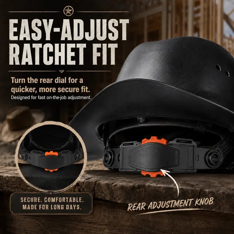 Western Cowboy Hard Hat, Vented Wide Brim Safety Helmet for Construction & Ranch Workers