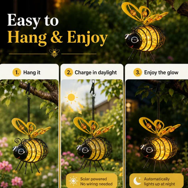 🌙🐝🪴 LIMITED-TIME 49% OFF! Hanging Solar Bee Light – Spread Joy Day and Night 🌞🌜