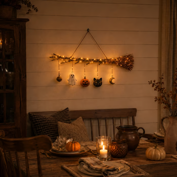 🔥Last Day 49% OFF -Lighted Fall Broom Wall Hanging🍂