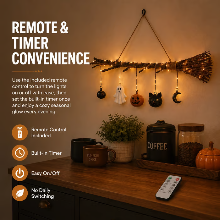 🔥Last Day 49% OFF -Lighted Fall Broom Wall Hanging🍂