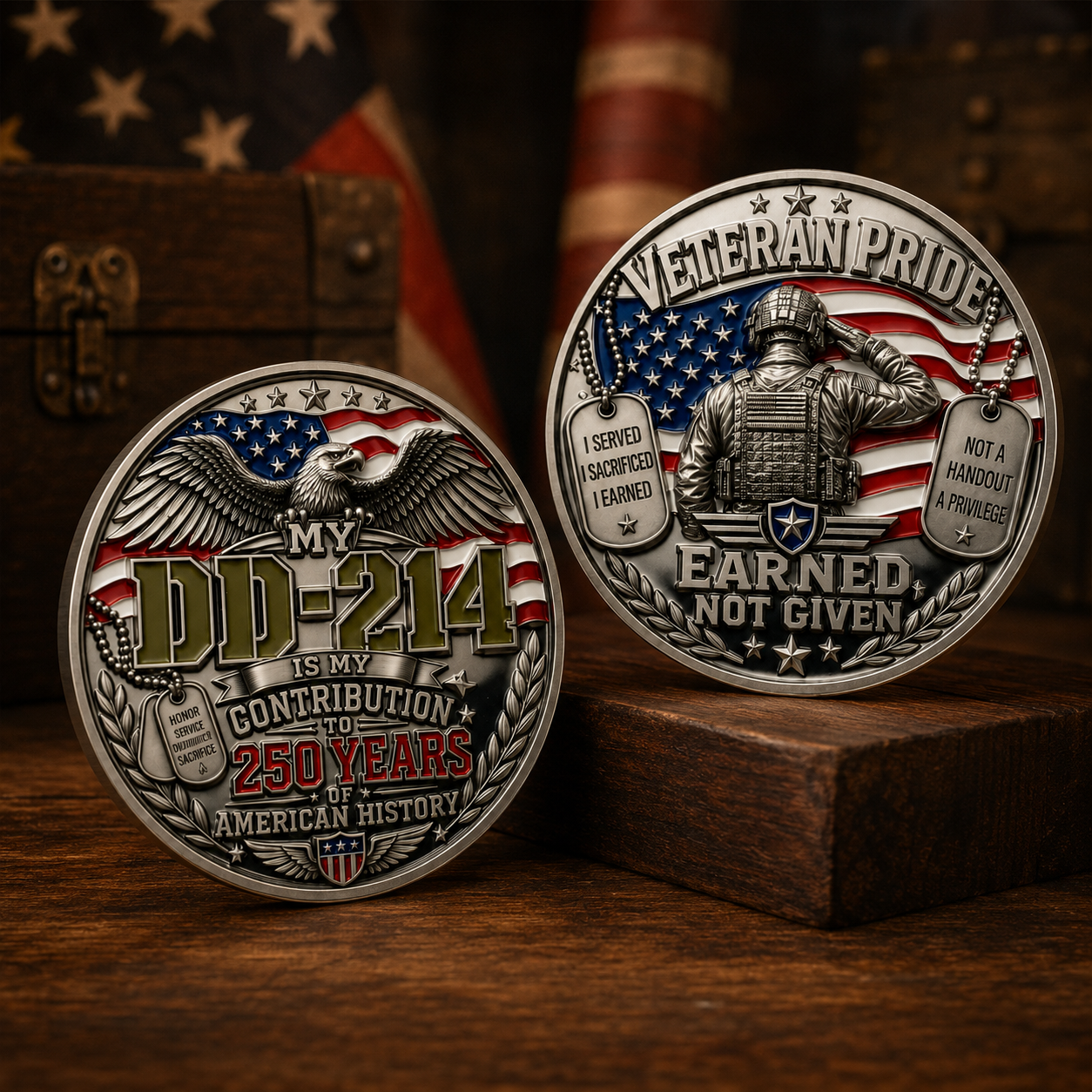 🔥 Today Only: FREE Collector Coin🔥 | DD-214 Veteran Honor 3-Piece Gift Set – Embroidered Cap, Coin & Bracelet