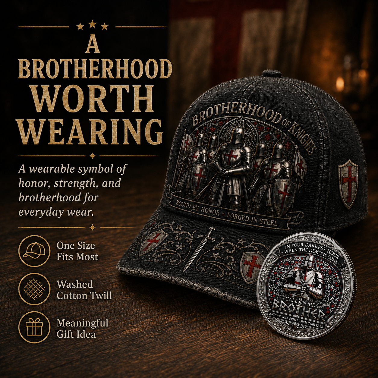 ⚔️ Brotherhood Of Knights Honor Cap 🎁 Free Honor Coin With Every Cap Purchase