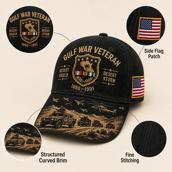 🏆Last Day Promo: 49% OFF! 🏜️ Desert Storm Veteran Commemorative Cap – Gulf War Desert Shield Veteran Hat
