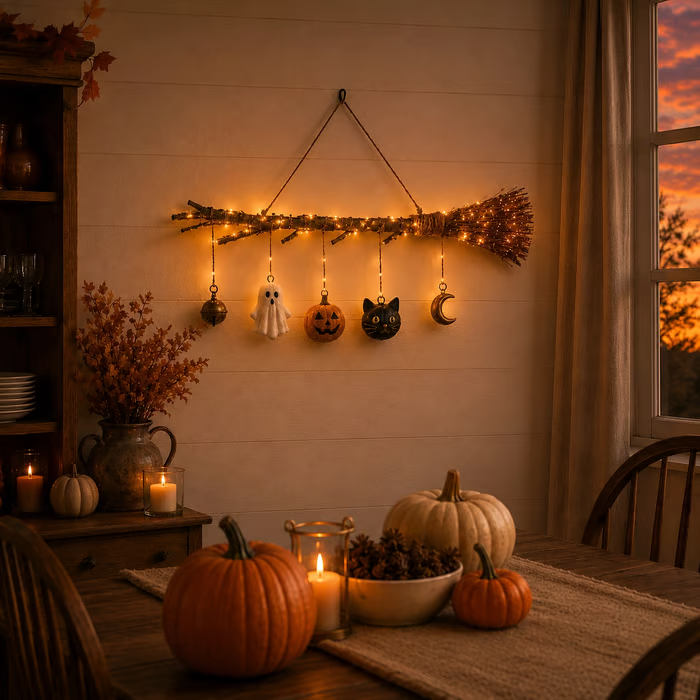 🔥Last Day 49% OFF -Lighted Fall Broom Wall Hanging🍂