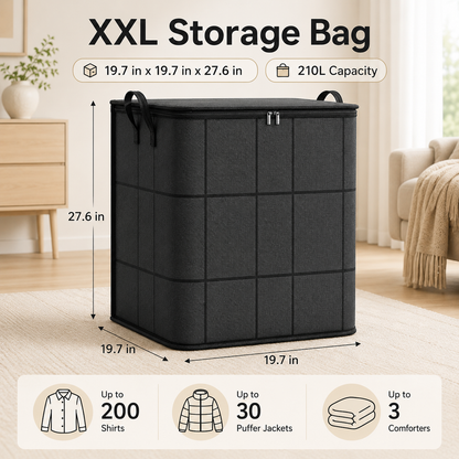 🏠 Spacious Moving Storage Bin | Large Zippered Fabric Organizer Bag for Quilts, Bedding, Sweaters & Closet Storage ✨