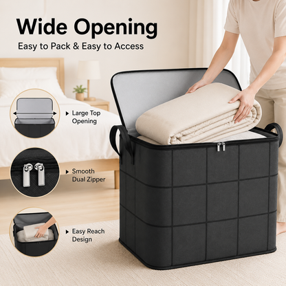 🏠 Spacious Moving Storage Bin | Large Zippered Fabric Organizer Bag for Quilts, Bedding, Sweaters & Closet Storage ✨