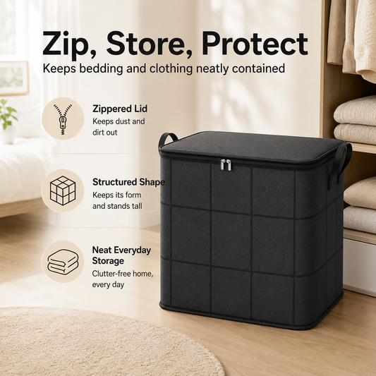 🏠 Spacious Moving Storage Bin | Large Zippered Fabric Organizer Bag for Quilts, Bedding, Sweaters & Closet Storage ✨