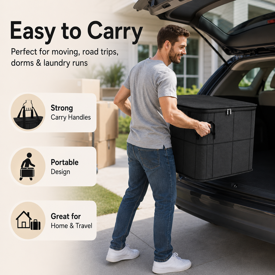🏠 Spacious Moving Storage Bin | Large Zippered Fabric Organizer Bag for Quilts, Bedding, Sweaters & Closet Storage ✨